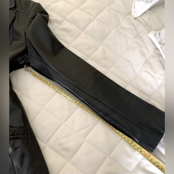 Danier Black Genuine Leather Blazer Button Jacket Goth Matrix Double Collar XXS - Picture 15 of 16